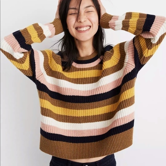 Madewell Sweaters - Striped Tilden Pullover Sweater